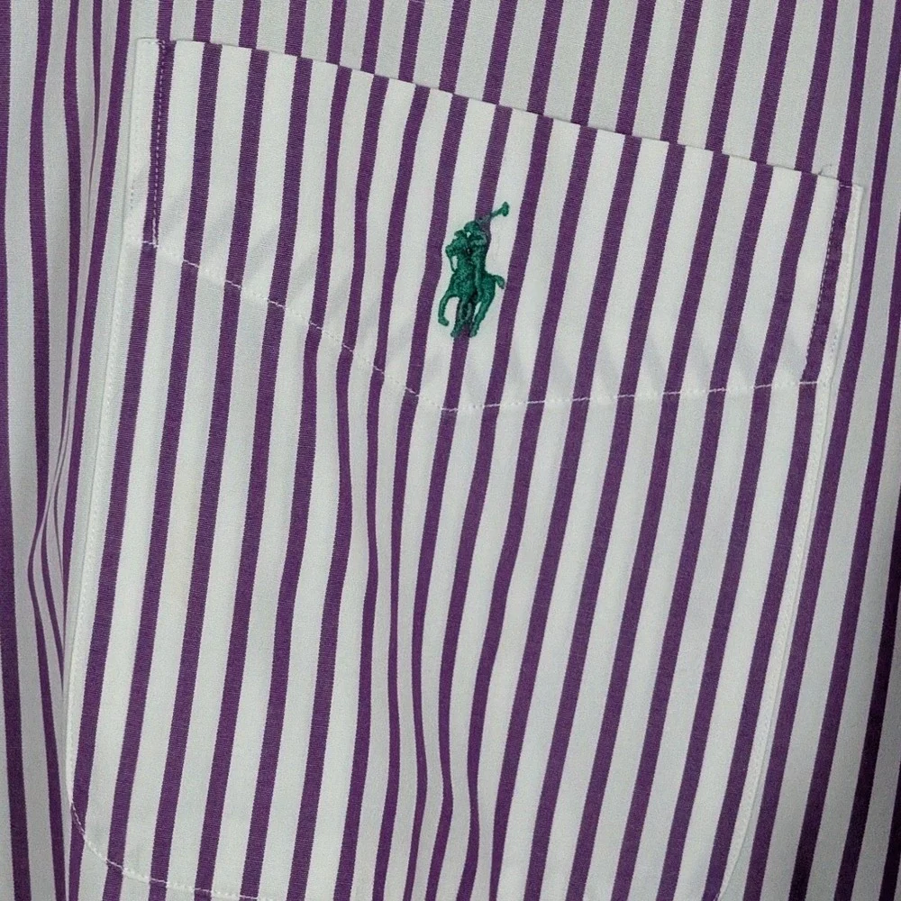 Polo Ralph Lauren Lowell Sport Shirt Mens XL Purple White Striped Button Down